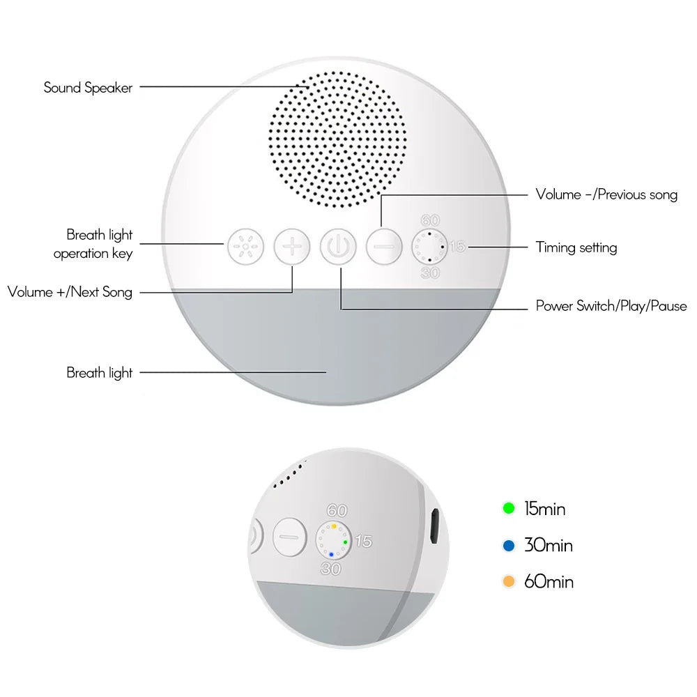 Baby White Noise Machine With Night Light Timer
